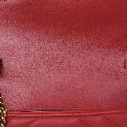 Gucci Calfskin Matelasse Super Mini GG Marmont Shoulder Bag Hibiscus Red 15 of 16
