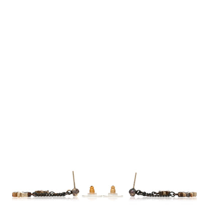 Chanel Enamel CC Clover Drop Earrings Black Gold 3 of 5