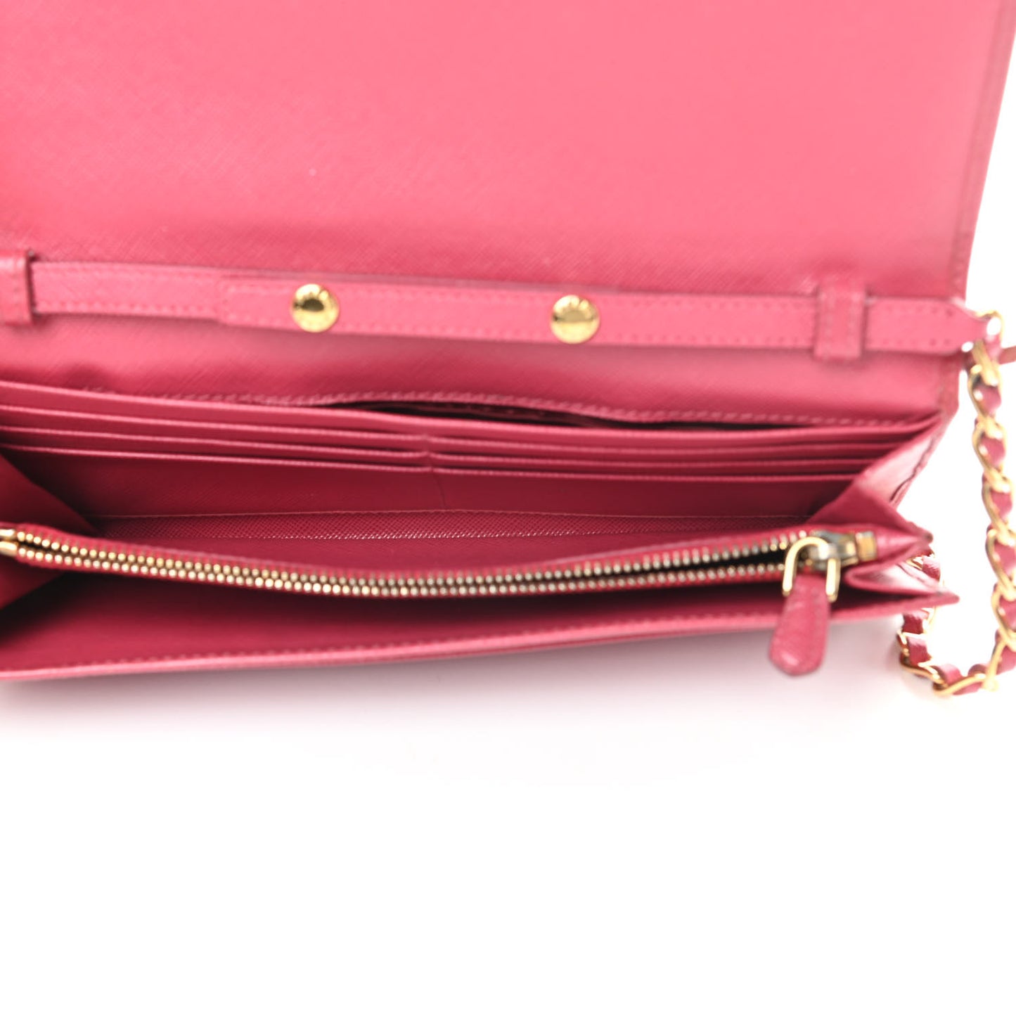 Saffiano Metal Oro Chain Wallet Peonia