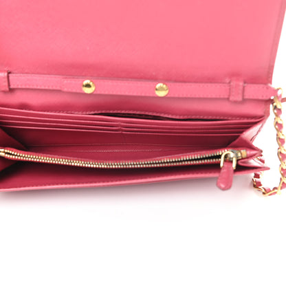 Prada Saffiano Metal Oro Chain Wallet Peonia 5 of 18