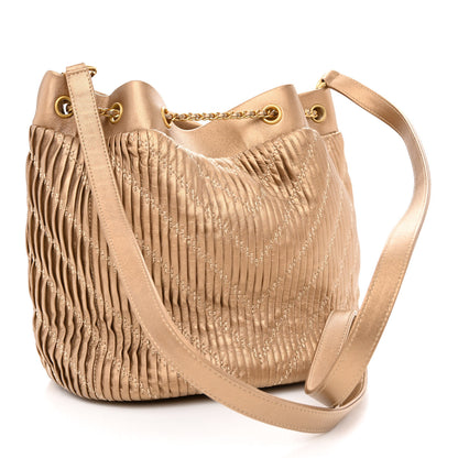 Chanel Metallic Lambskin Coco Pleats Drawstring Bag Gold 2 of 9