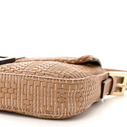 Fendi Calfskin Woven Baguette Cammelo Beige 10 of 10