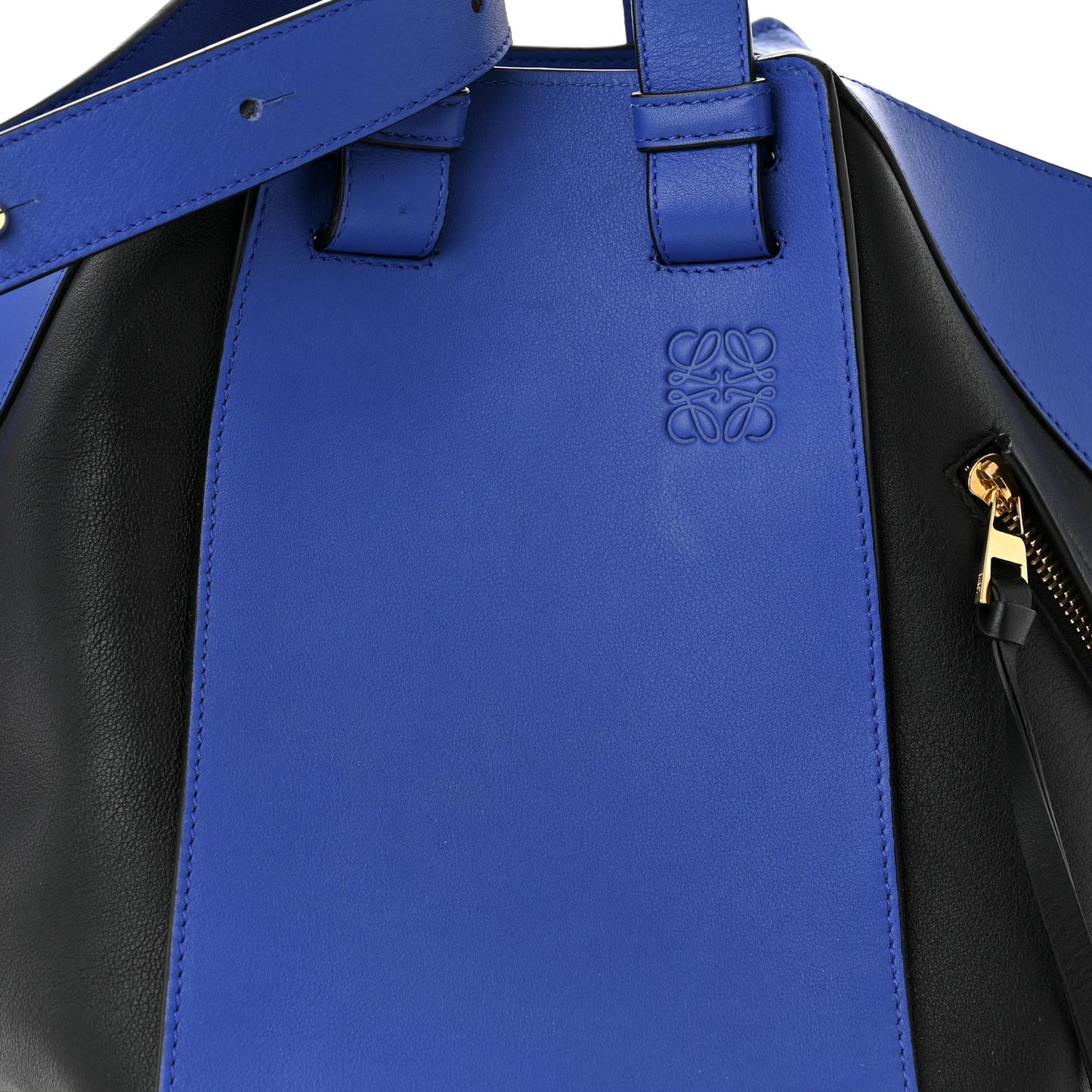 Calfskin Medium Hammock Shoulder Bag Electric Blue Black