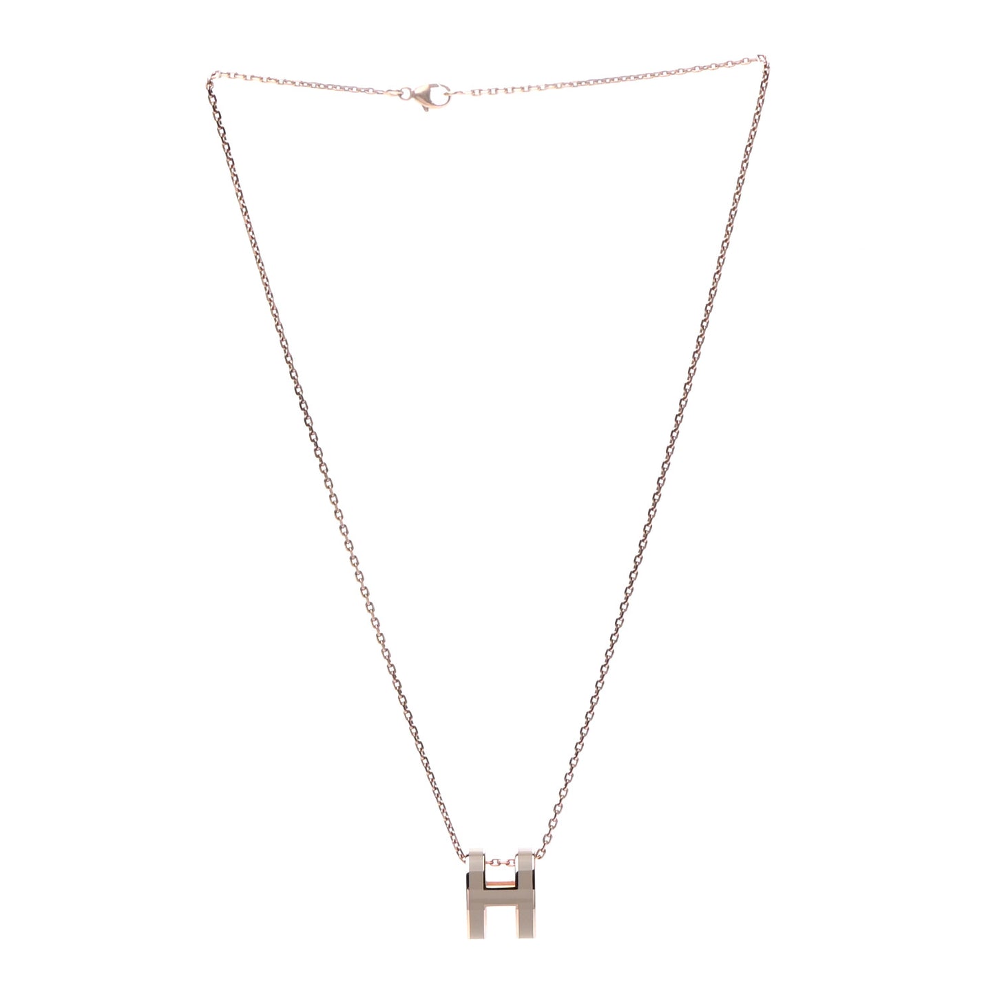 Lacquered Rose Gold Pop H Pendant Necklace Marron Glace