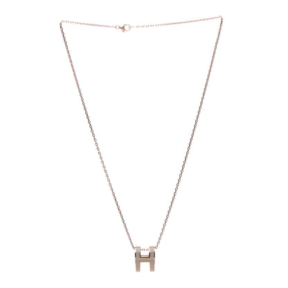 Hermes Lacquered Rose Gold Pop H Pendant Necklace Marron Glace 3 of 4