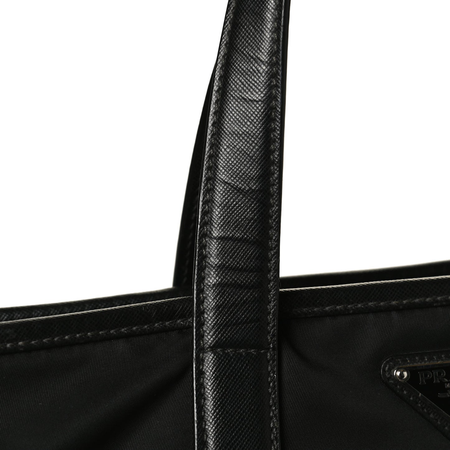 Tessuto Nylon Saffiano Shopping Tote Black