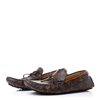 Louis Vuitton Monogram Mens Arizona Car Shoe Moccasin Loafers 8 Macassar 3 of 11