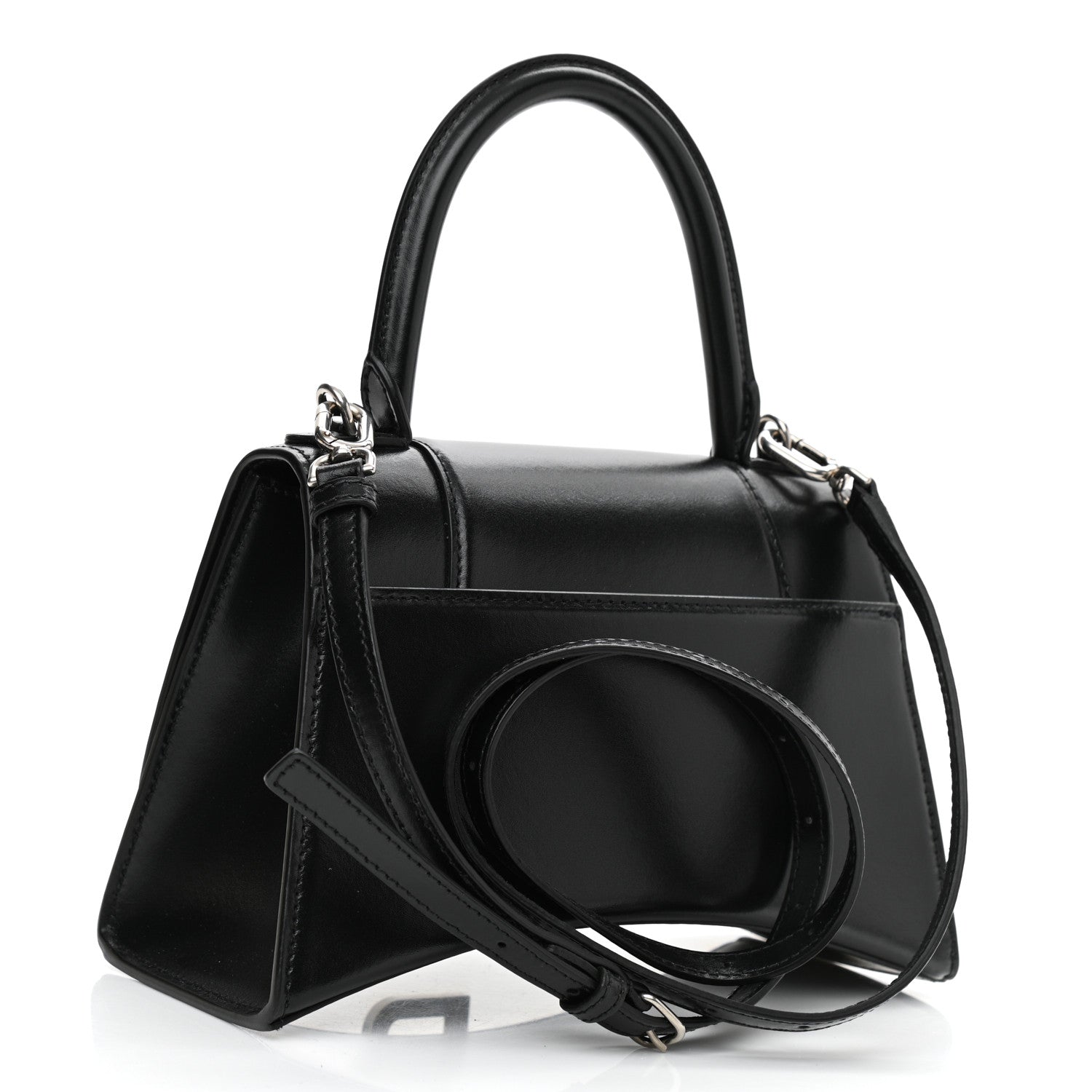 Balenciaga Shiny Box Calfskin Small Hourglass Top Handle Bag Black 3 of 9