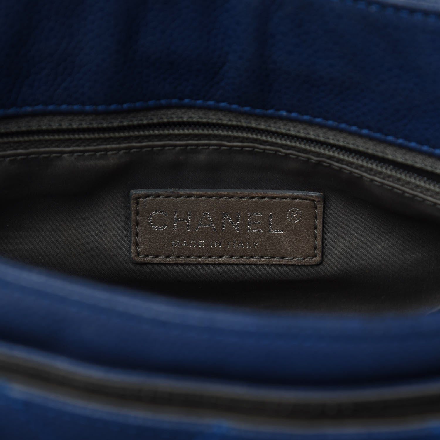 Chanel Glazed Caviar Flap Hobo Dark Blue 10 of 11