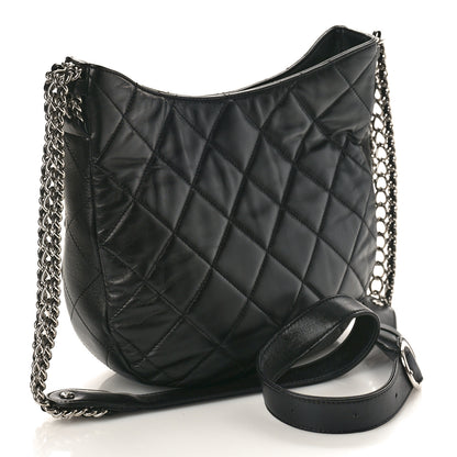 Chanel Lambskin Chain Rows Quilted Chain Hobo Black 3 of 10
