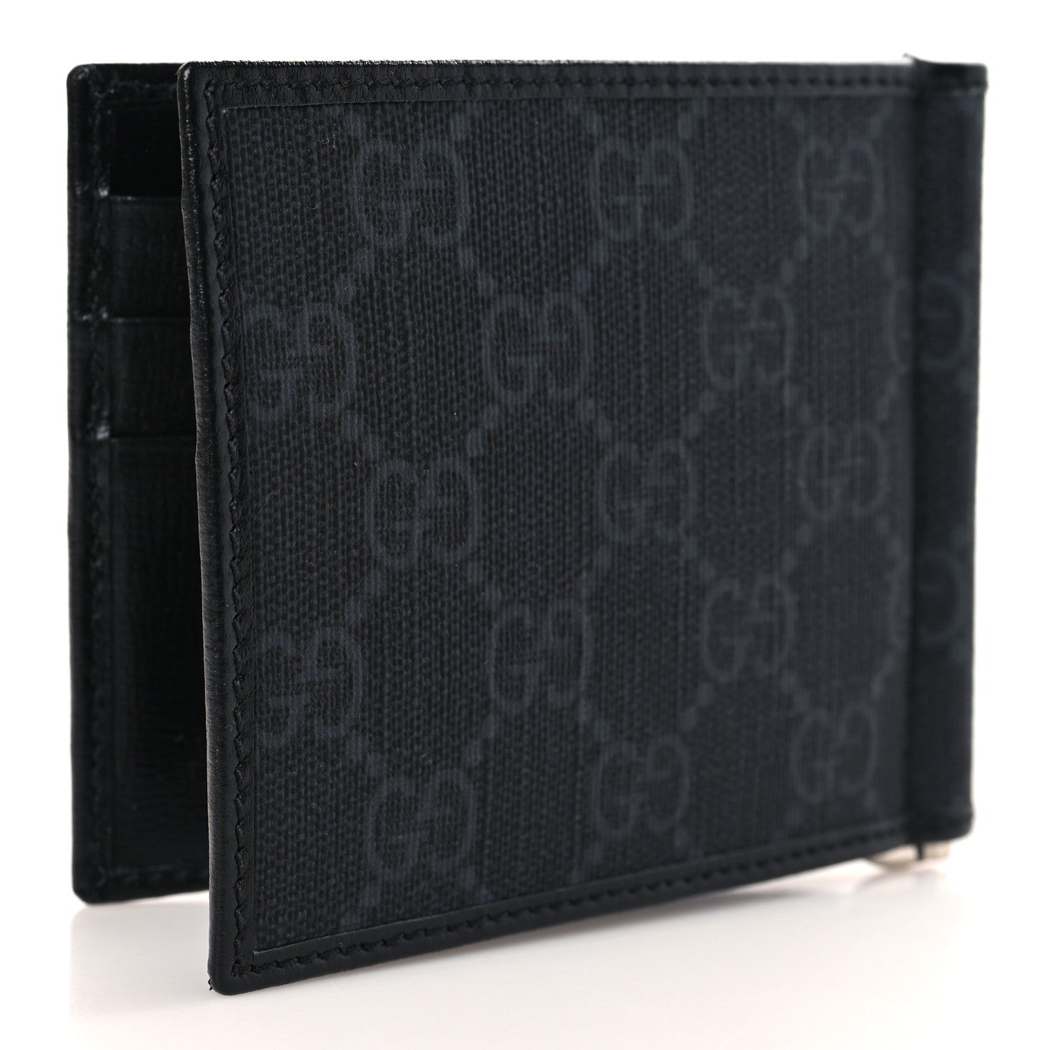 Gucci GG Supreme Monogram Retro Interlocking G Money Clip Black Grey 3 of 7