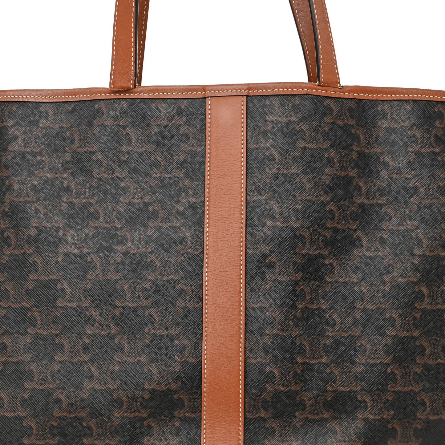 Triomphe Canvas Calfskin Medium Cabas Bag Tan