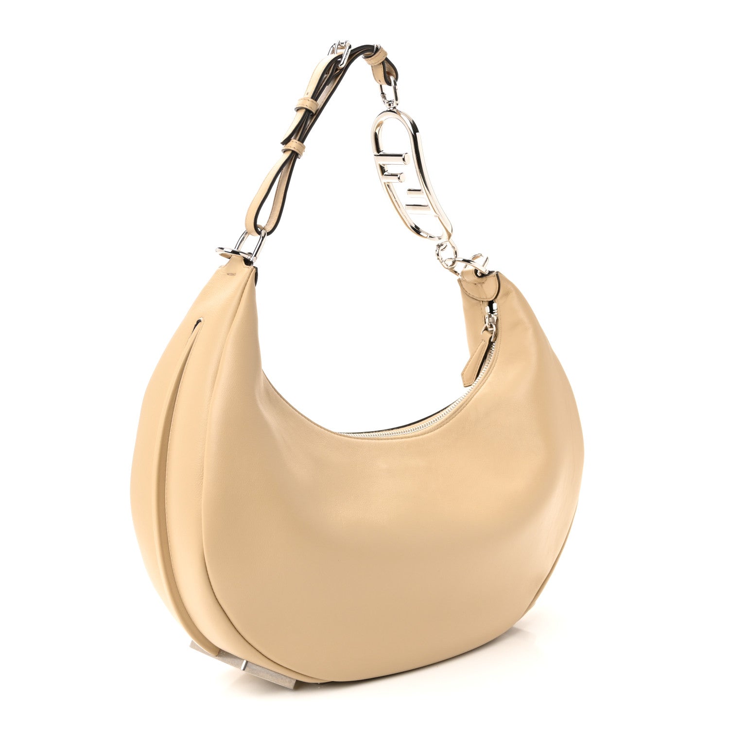 Fendi Vitello Grace Matte Metal Handle Medium Fendigraphy Hobo Bag Beige Amido 3 of 10