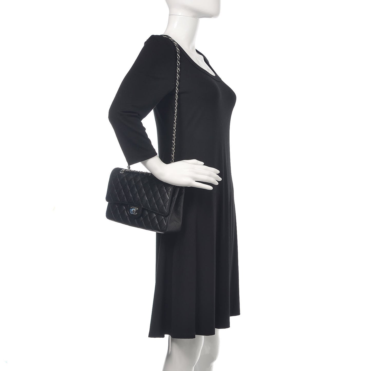 Caviar Quilted Medium Double Flap Black