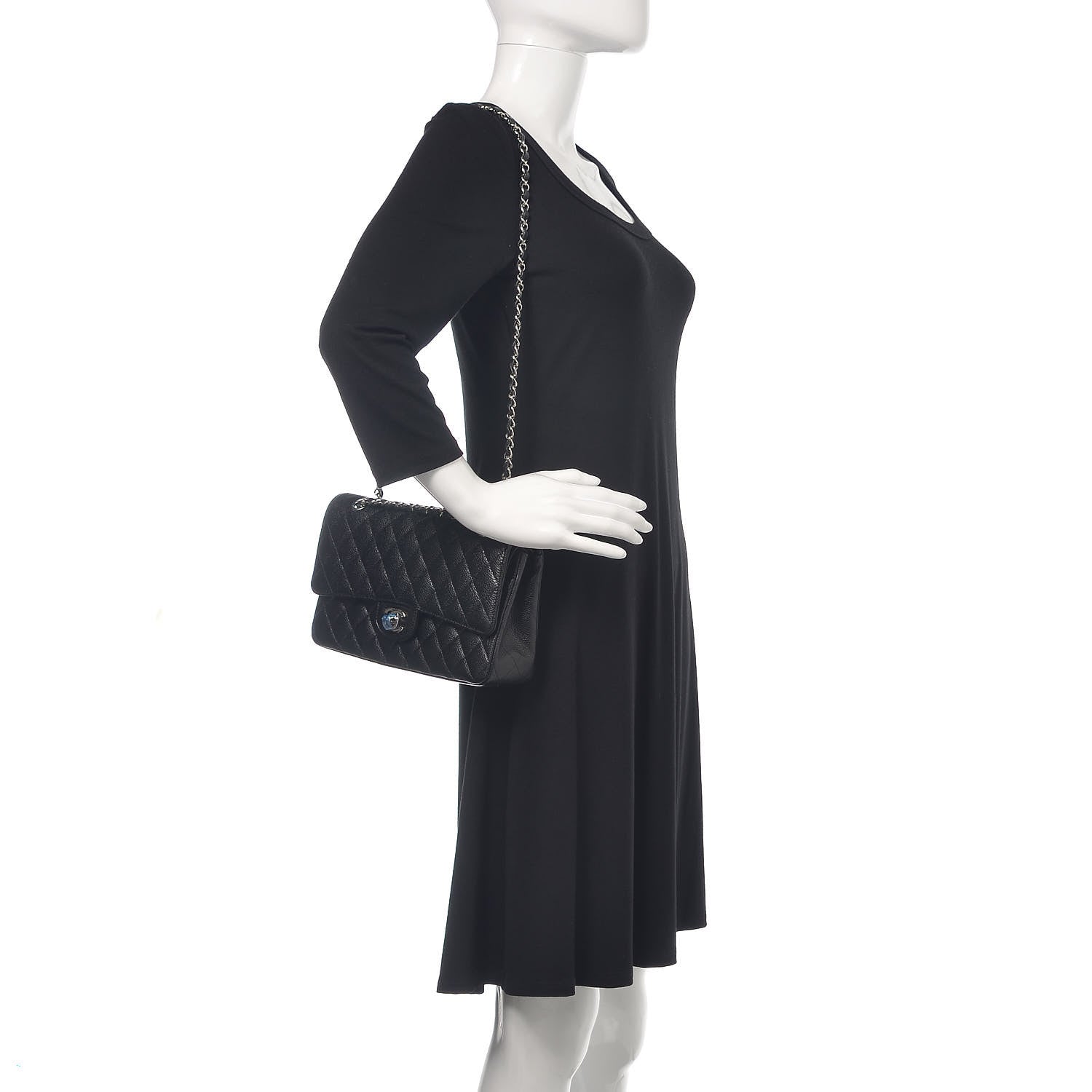 Chanel Caviar Quilted Medium Double Flap Black 2 of 10