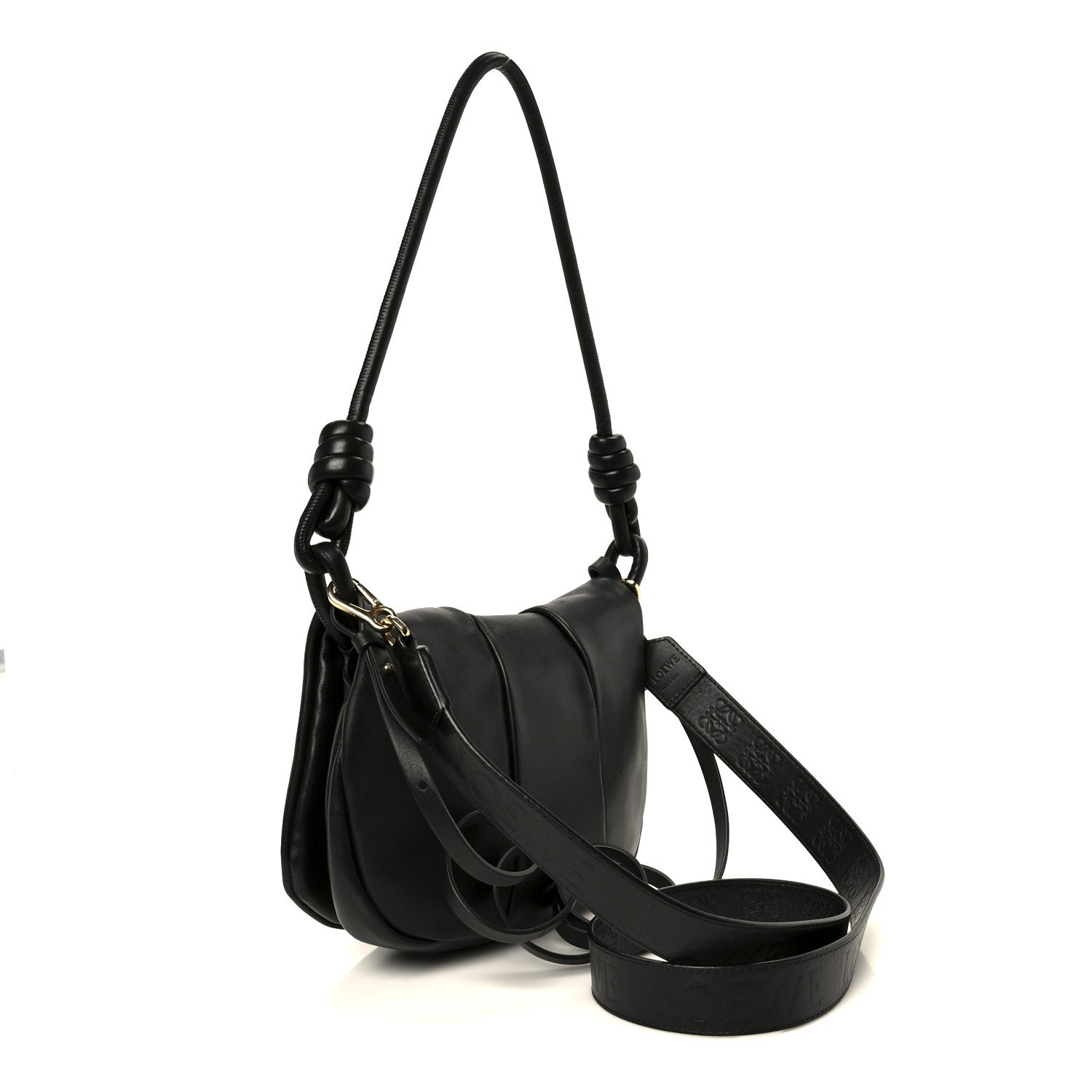 Loewe Shiny Nappa Calfskin Paseo Satchel Black 3 of 9