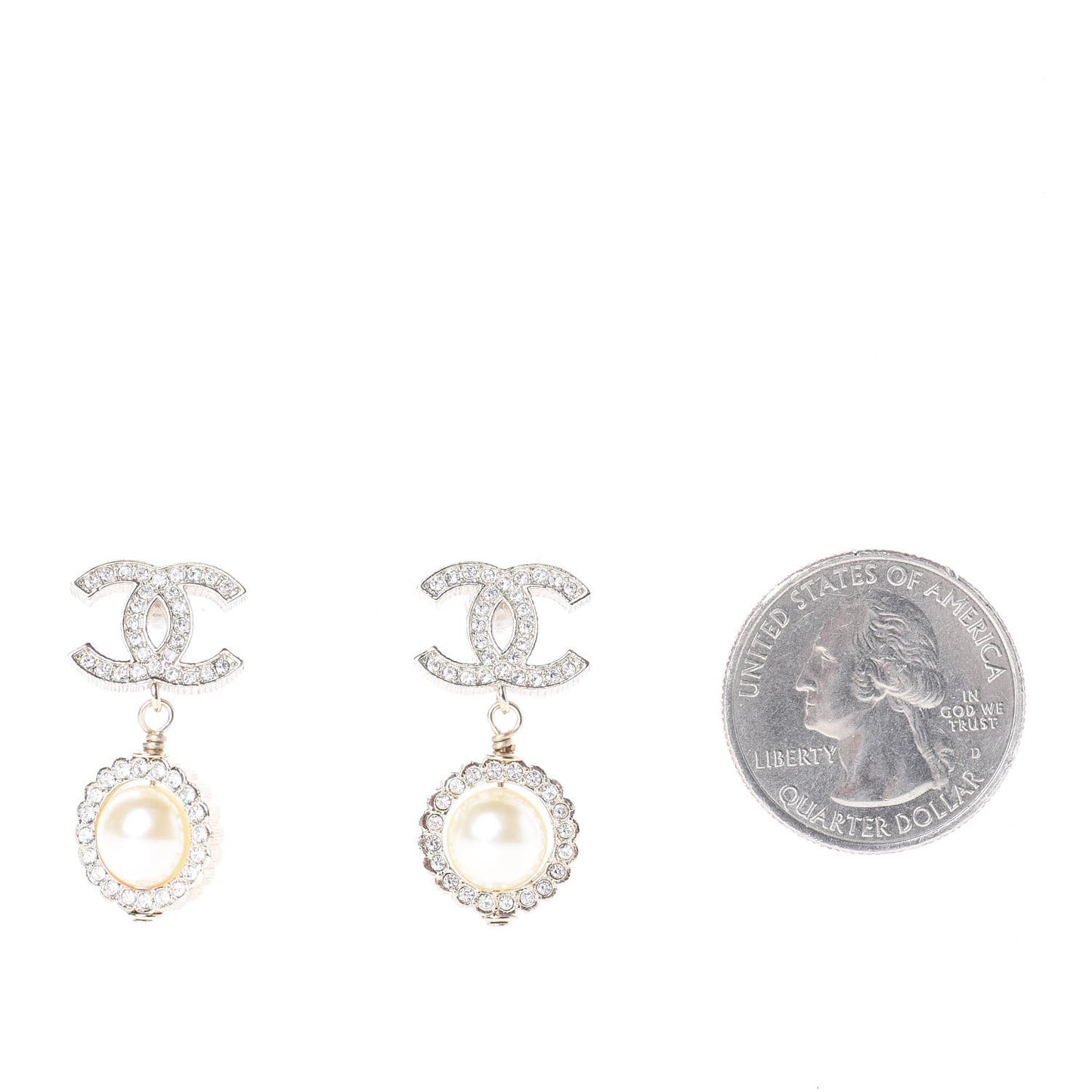 Crystal Pearl CC Lace Camellia Earrings Gold