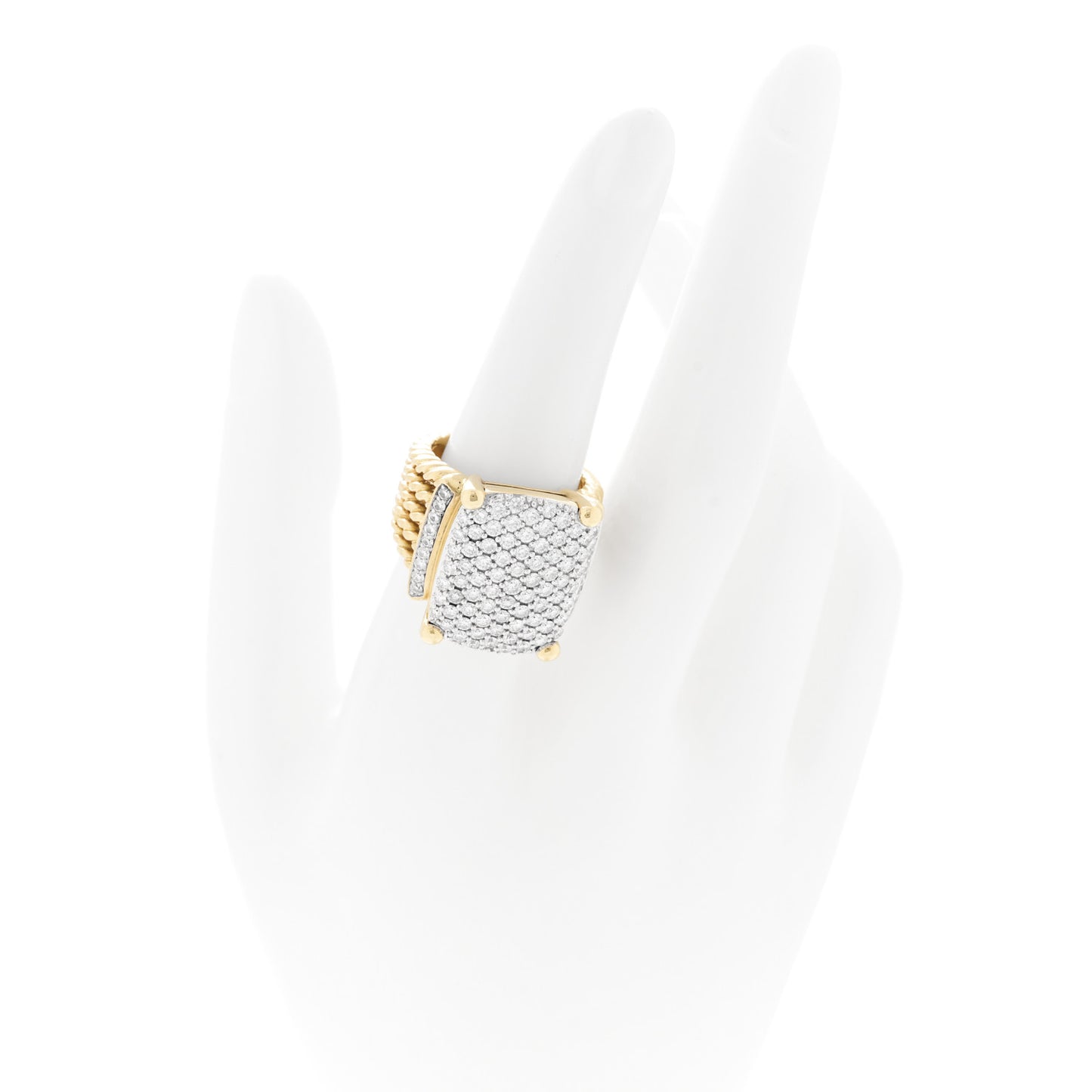 18K Yellow Gold Diamond 20mm Wheaton Ring 55 7.25