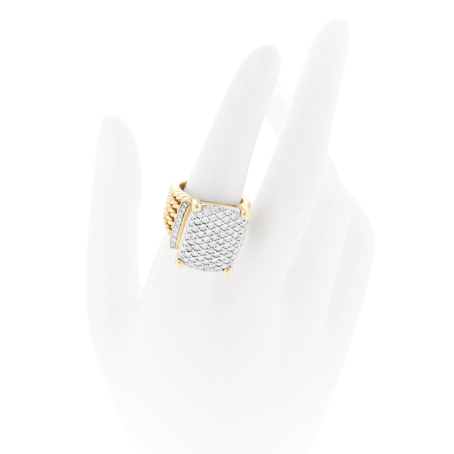 David Yurman 18K Yellow Gold Diamond 20mm Wheaton Ring 55 7.25 2 of 5