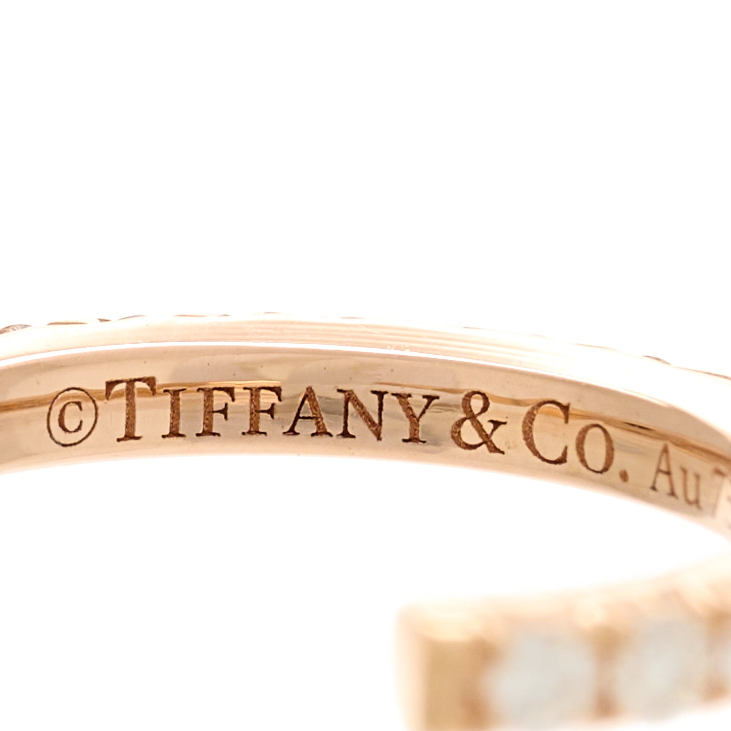 Tiffany 18K Rose Gold Diamond Small Metro Hoop Earrings 4 of 5