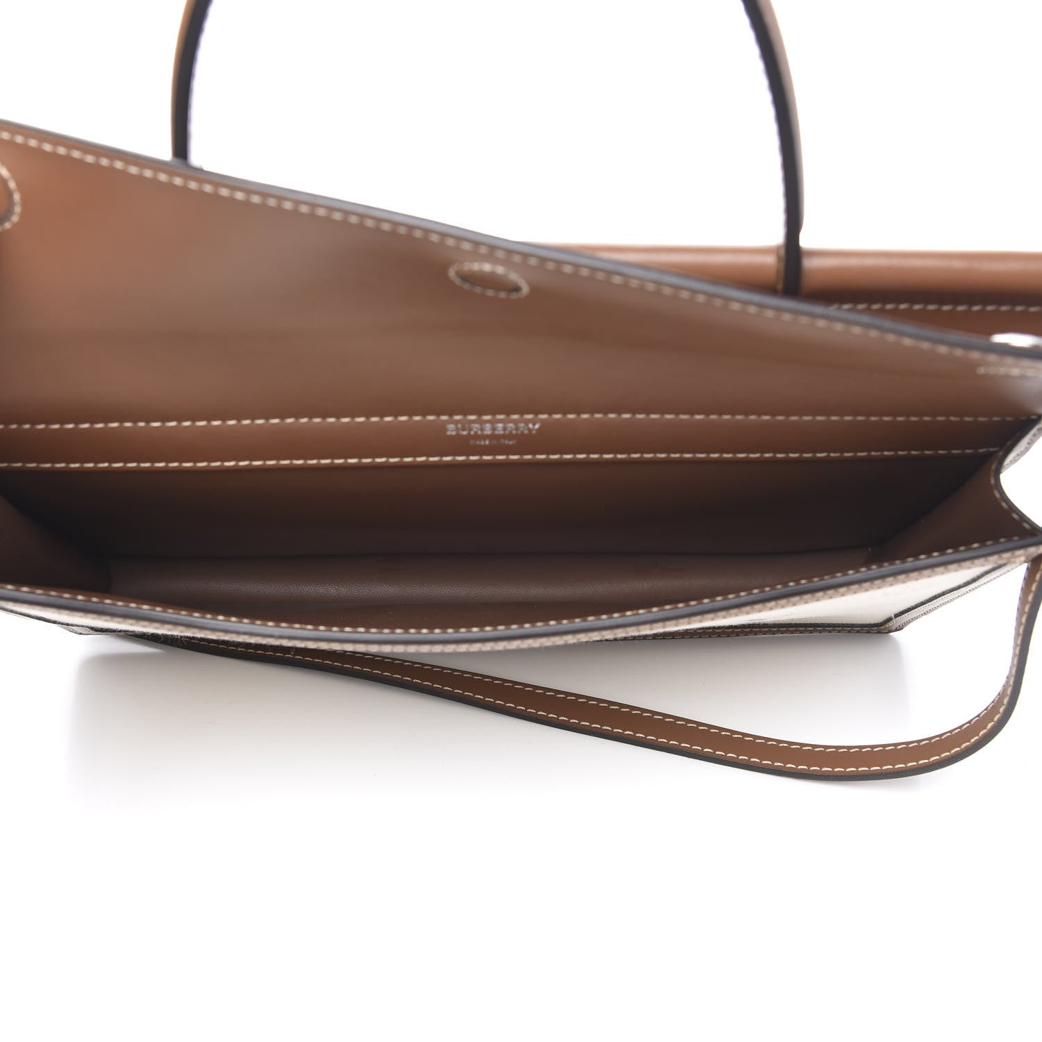 Burberry Smooth Calfskin Canvas Horseferry Print Small Title Bag with Pocket Natural Malt Brown 5 of 11