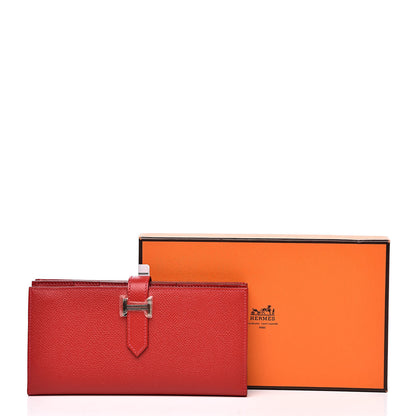 Hermes Epsom Bearn Gusset Wallet Rouge Casaque 10 of 10