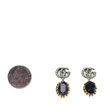 Gucci Crystal Double G Earrings Black Aged Gold 2 of 4