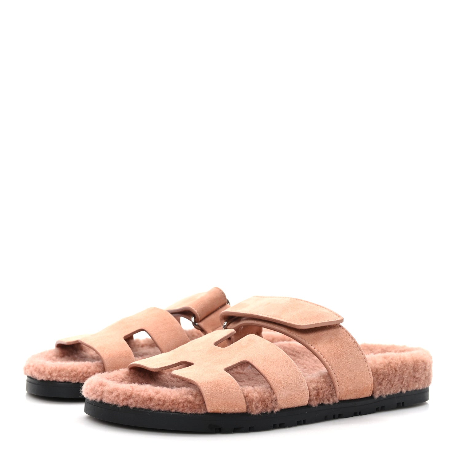 Hermes Suede Goatskin Woolskin Womens Chypre Sandals 38 Rose Aube 3 of 9