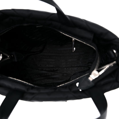 Prada Re-Nylon Nappa Triangle Quilted Padded Double Handled Zip Pocket Tote Black 5 of 10