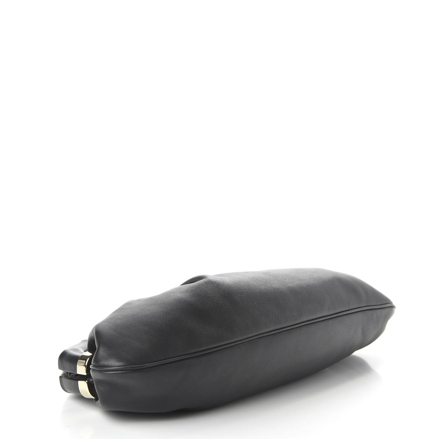 Calfskin Bamboo Frame Top Tassel Clutch Black