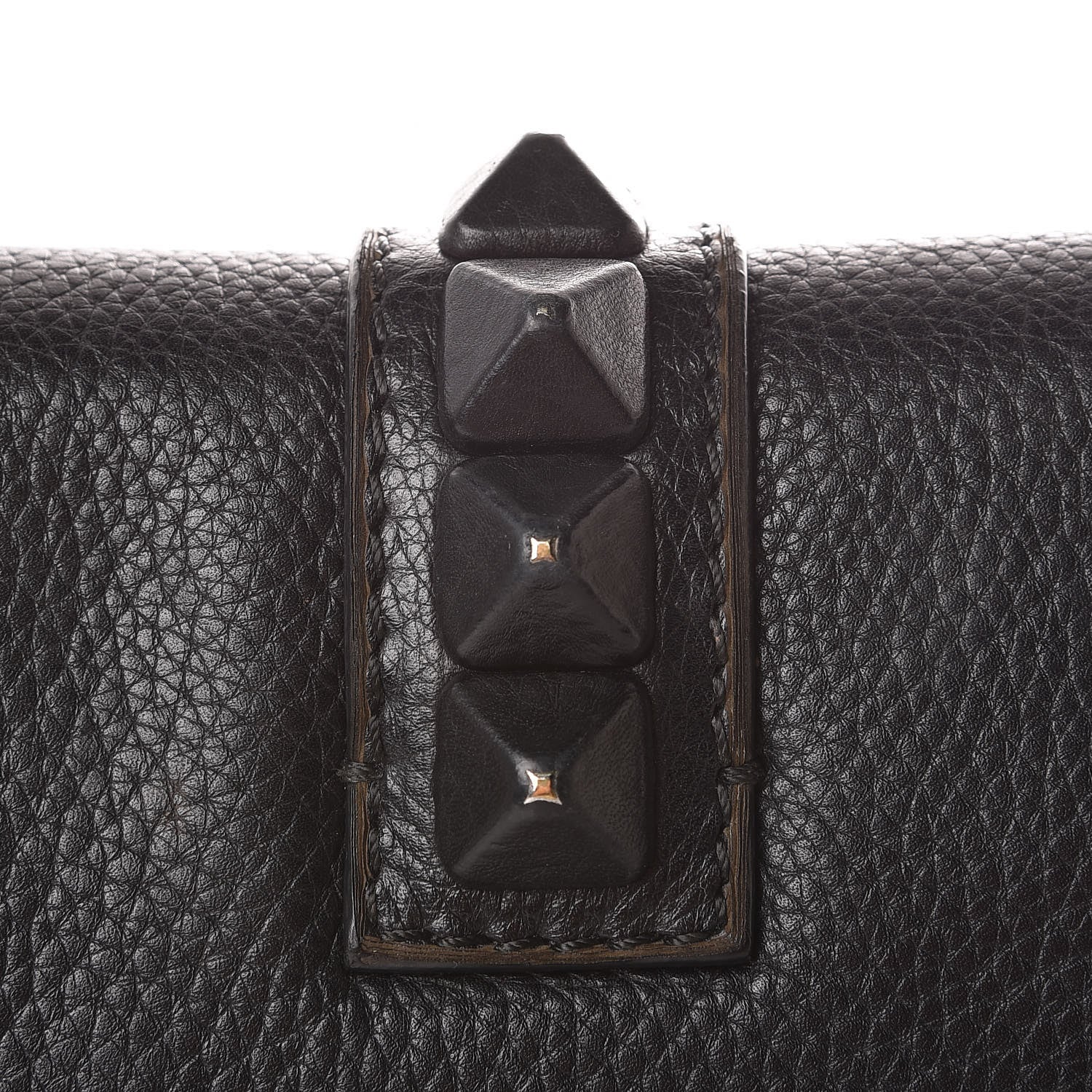 Valentino Garavani Pebbled Calfskin Medium Glam Lock Rockstud Flap Black 9 of 12