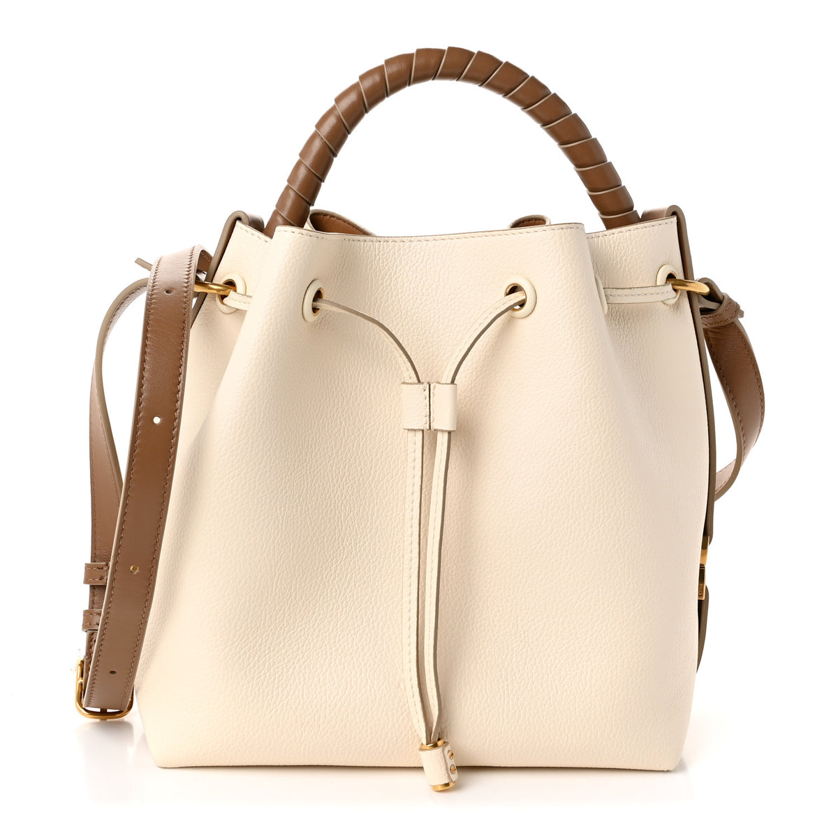 Grained Calfskin Marcie Bucket Bag Misty Ivory