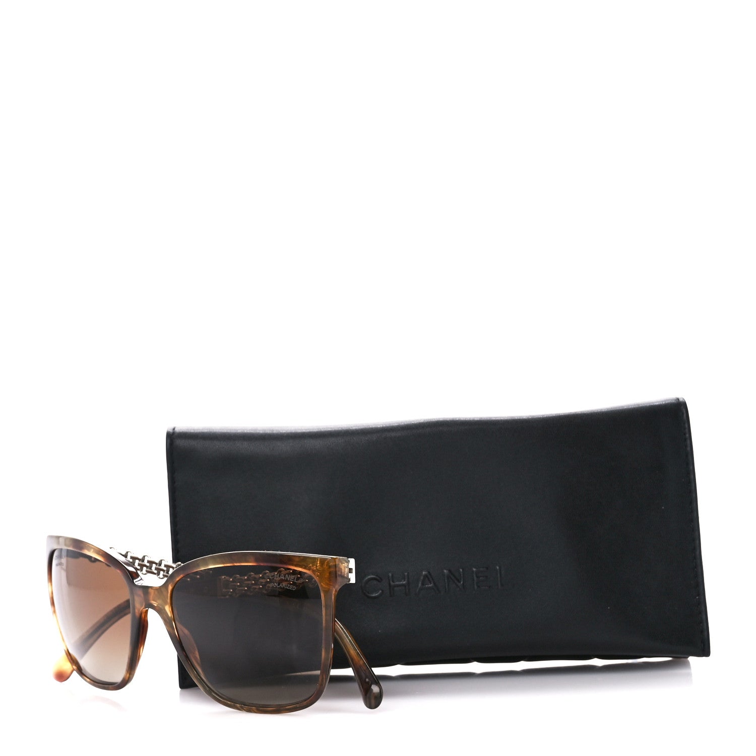Chanel Polarized Square Chain Sunglasses 5325 Tortoise 8 of 8