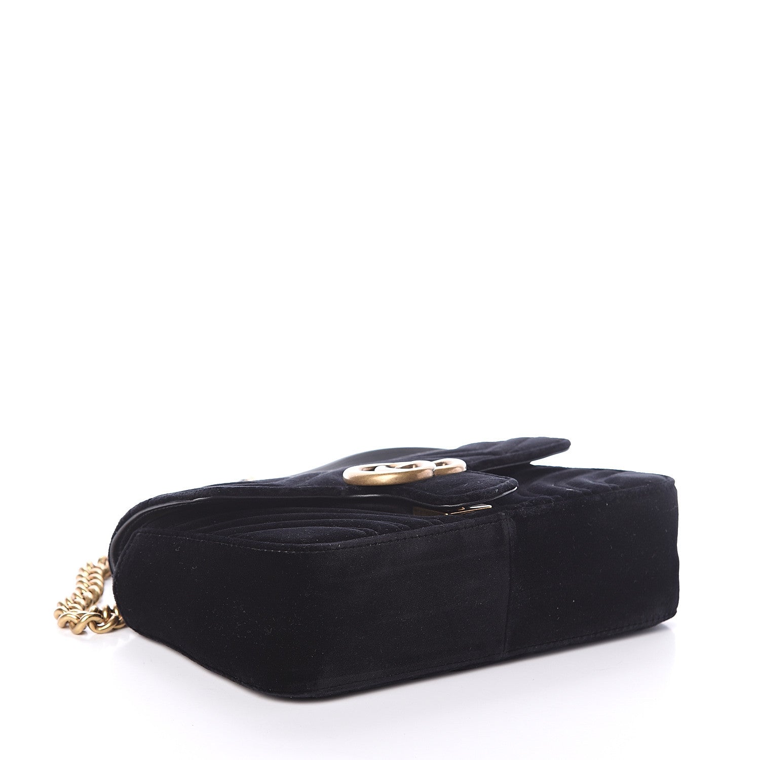 Gucci Velvet Matelasse Mini GG Marmont Shoulder Bag Black 3 of 8