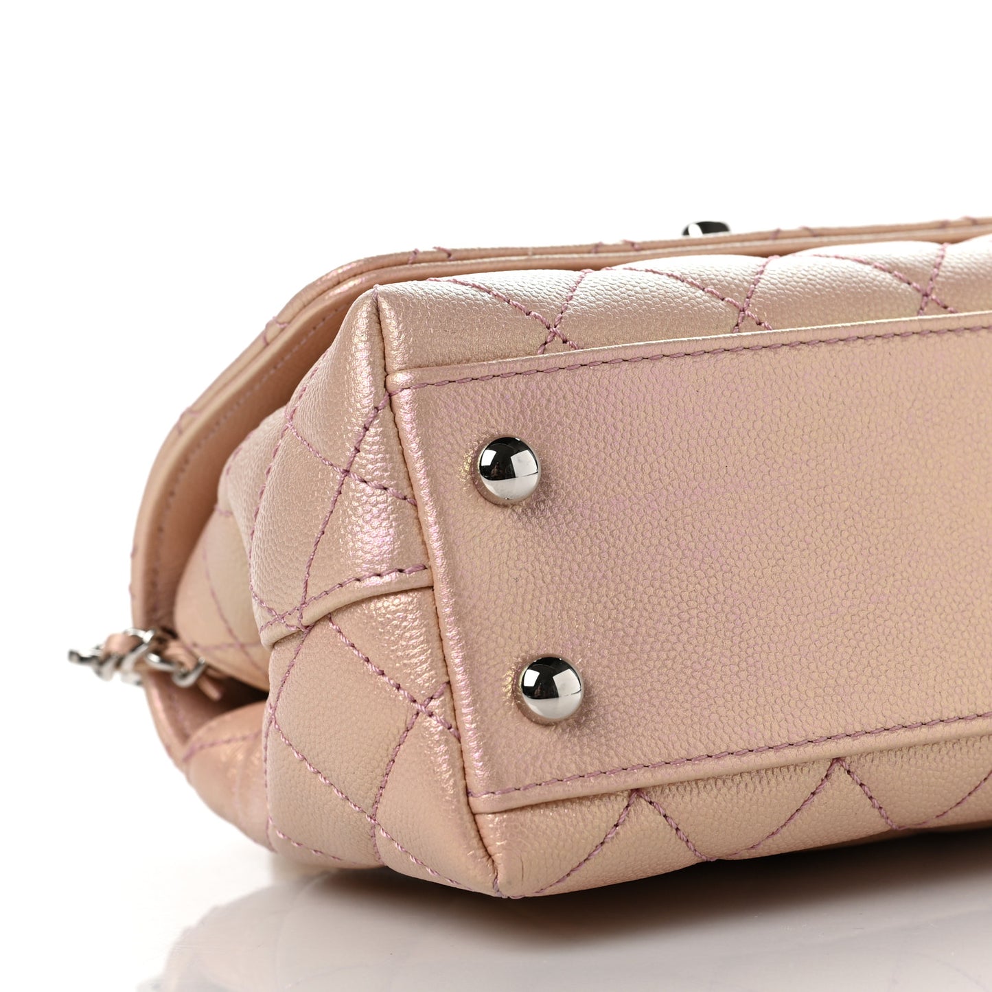 Iridescent Caviar Quilted Extra Mini Coco Handle Flap Light Pink