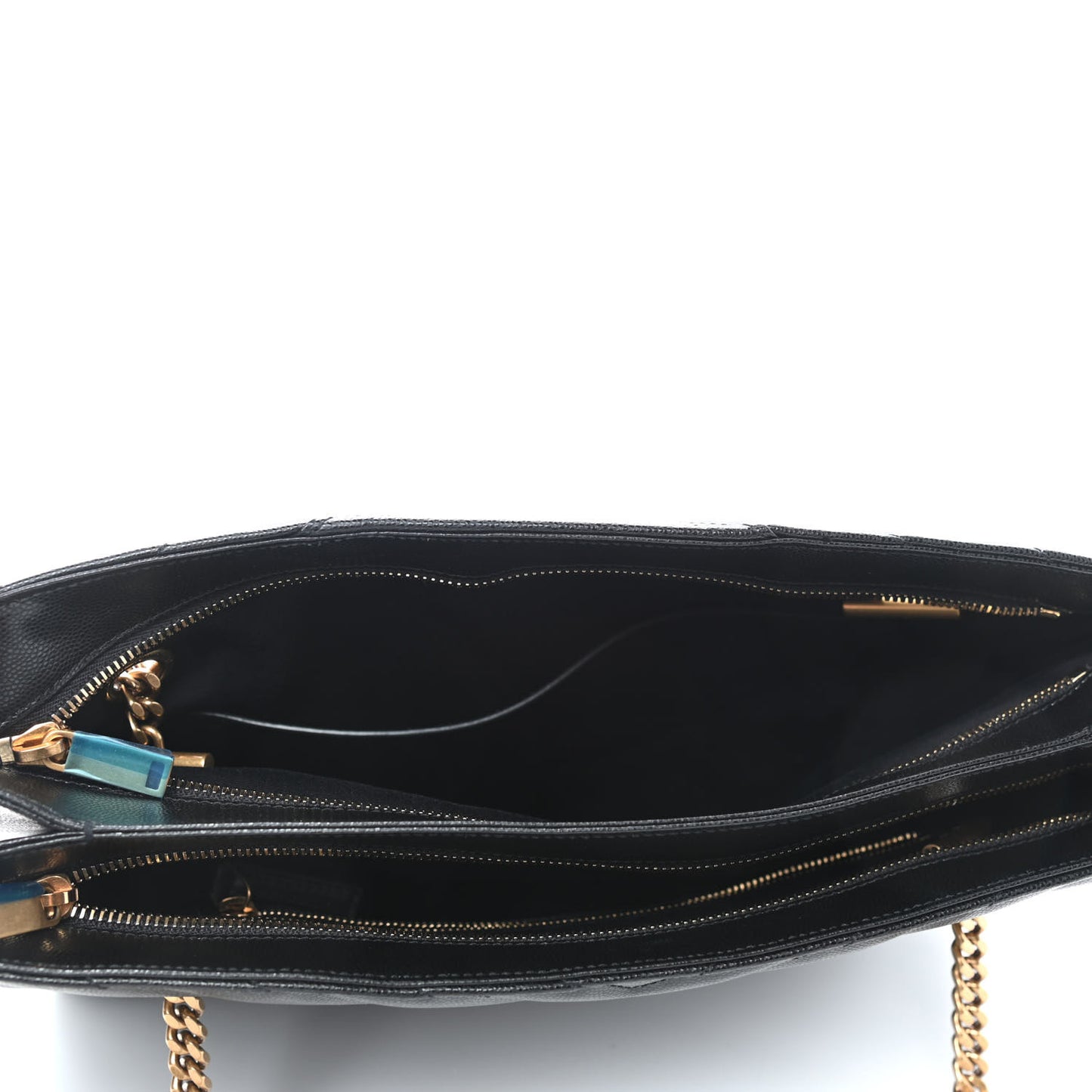 Grain De Poudre Matelasse Chevron Medium Tribeca Shopping Bag Black