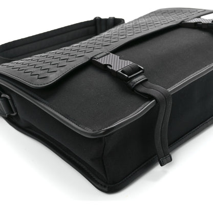 Bottega Veneta Canvas Calfskin Intrecciato Messenger Black 11 of 12