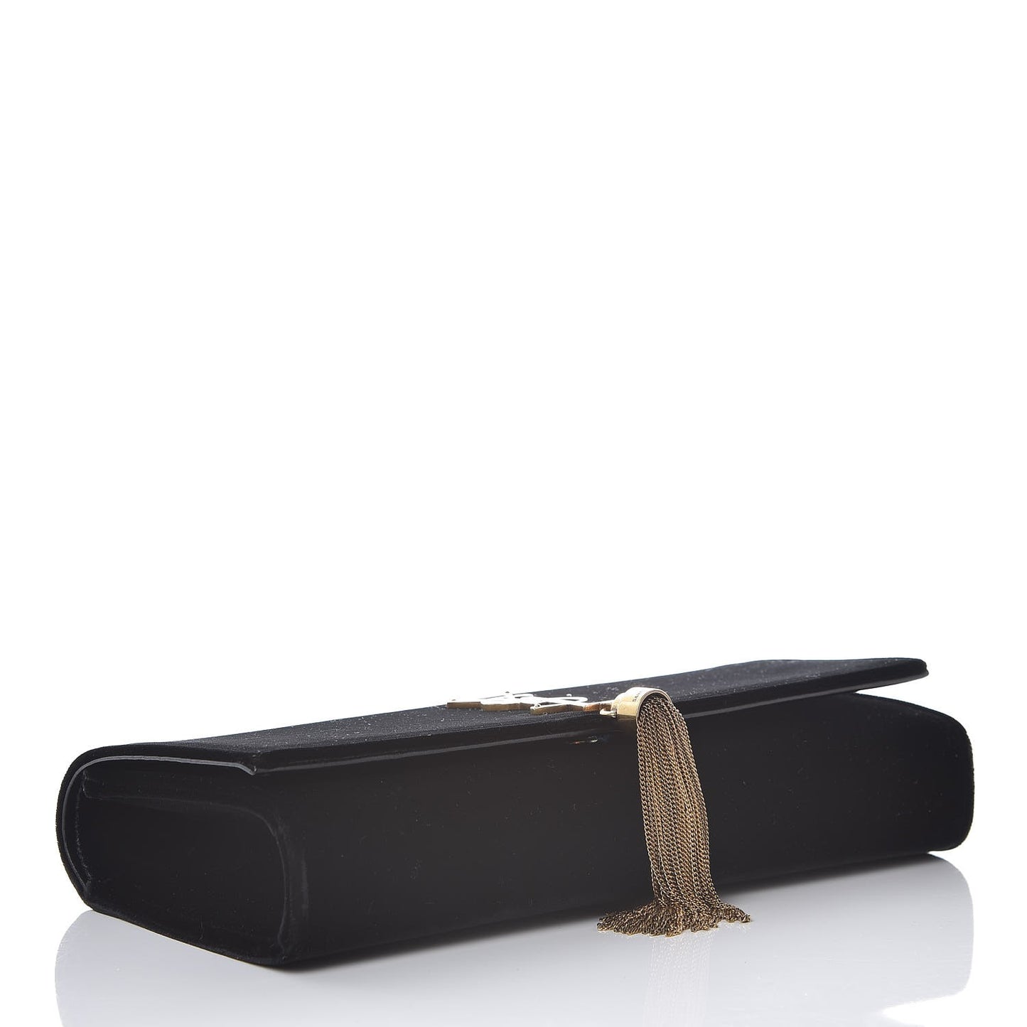 Velvet Classic Monogram Cassandre Tassel Clutch Black
