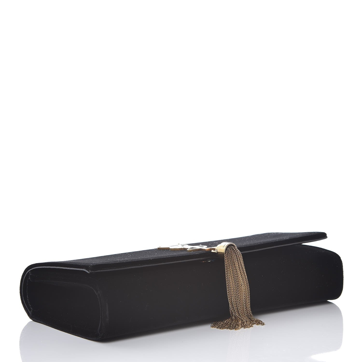 Saint Laurent Velvet Classic Monogram Cassandre Tassel Clutch Black 4 of 7