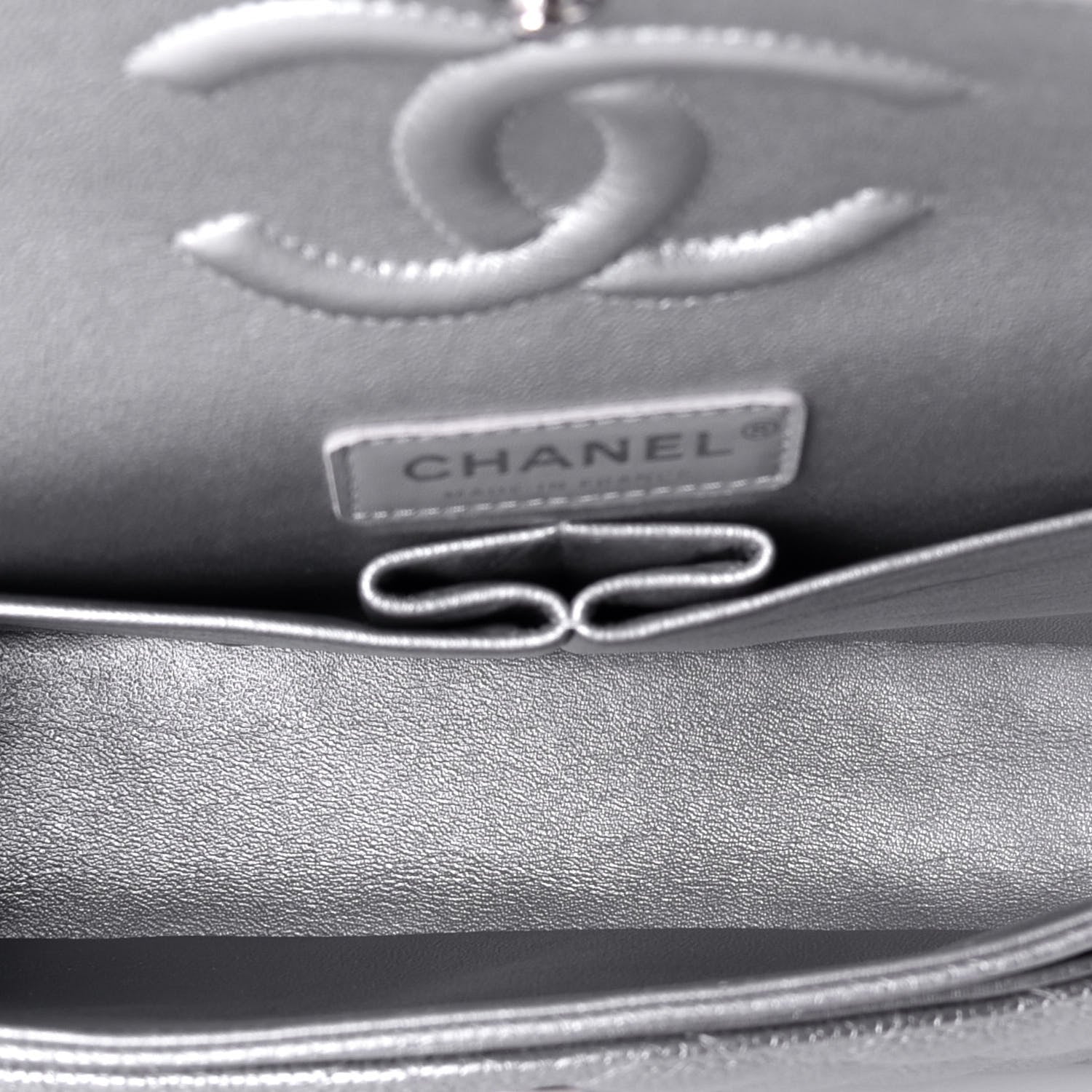 Chanel Metallic Caviar Quilted Medium Double Flap Silver 5 of 9