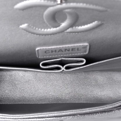 Chanel Metallic Caviar Quilted Medium Double Flap Silver 5 of 9