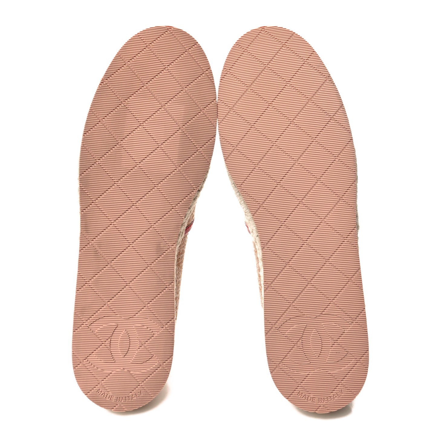 Fabric Patent Calfskin CC Espadrilles 38 Pink Red