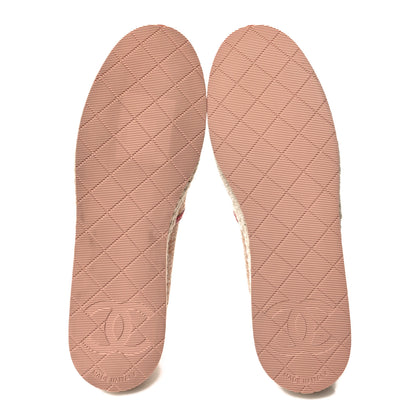 Chanel Fabric Patent Calfskin CC Espadrilles 38 Pink Red 5 of 9