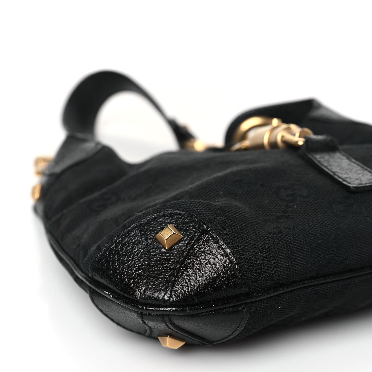 Gucci Monogram Mini Piston Lock Jackie O Hobo Black 8 of 9