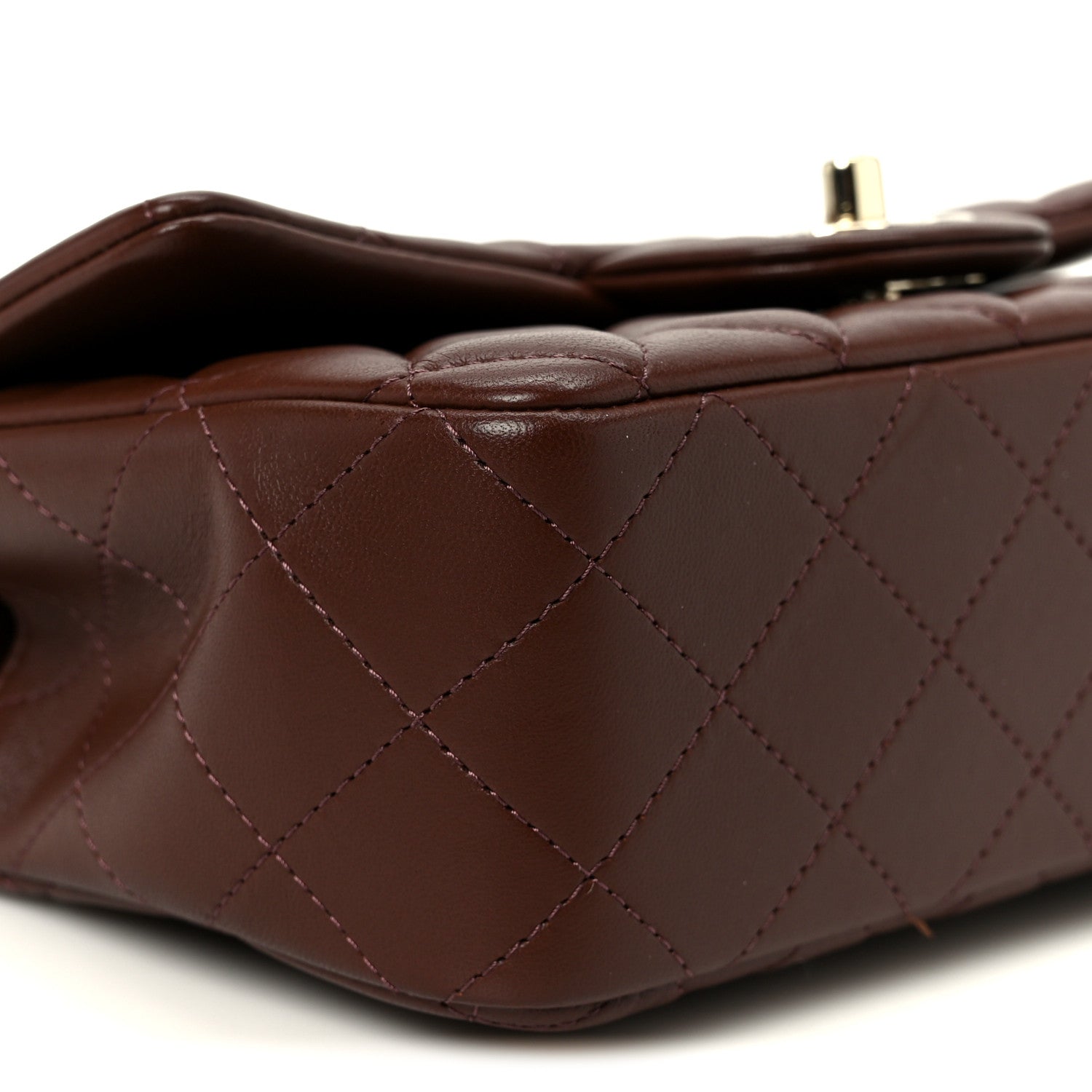 Chanel Lambskin Quilted Mini Top Handle Rectangular Flap Dark Brown 9 of 11
