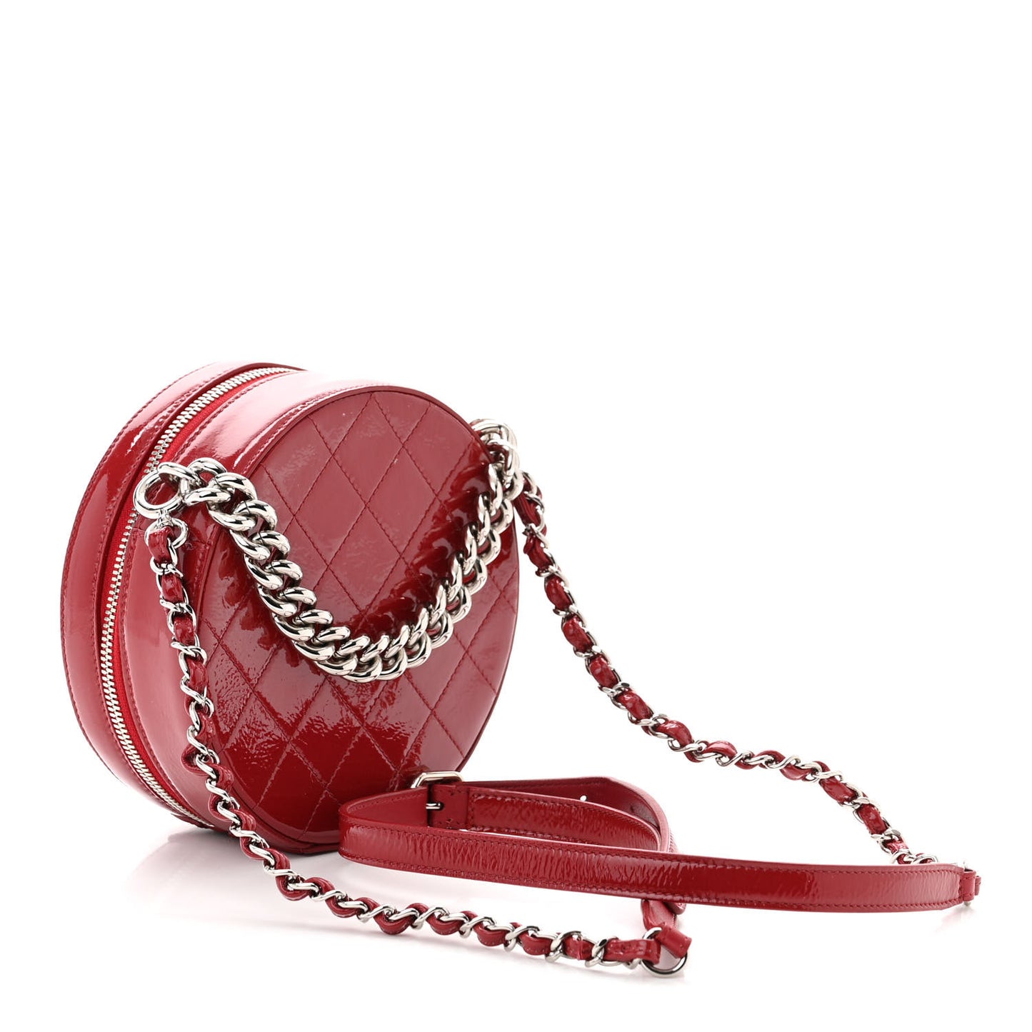 Patent Round As Earth Evening Bag Red
