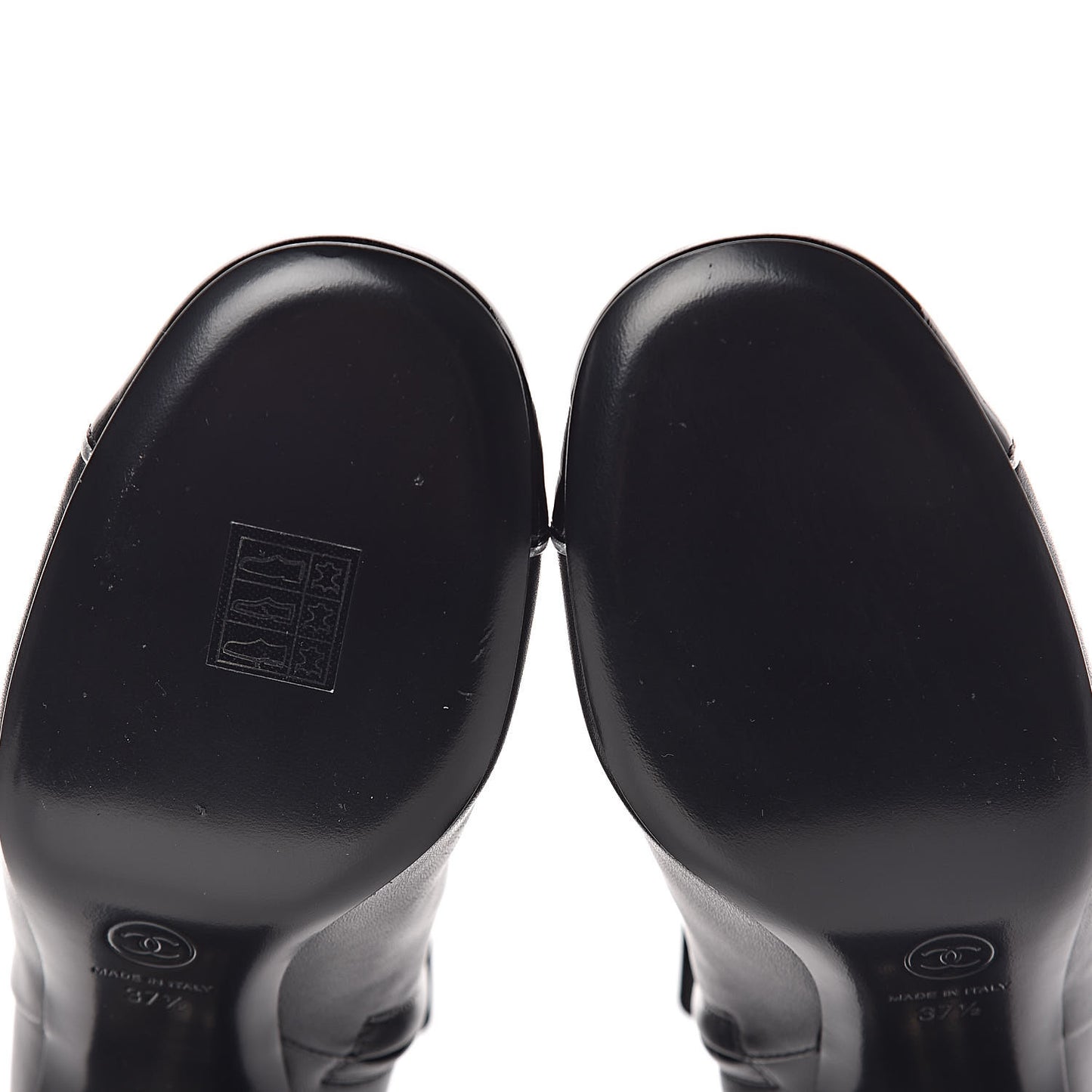 Lambskin Patent Calfskin Cap Toe Short Boots 37.5 Black