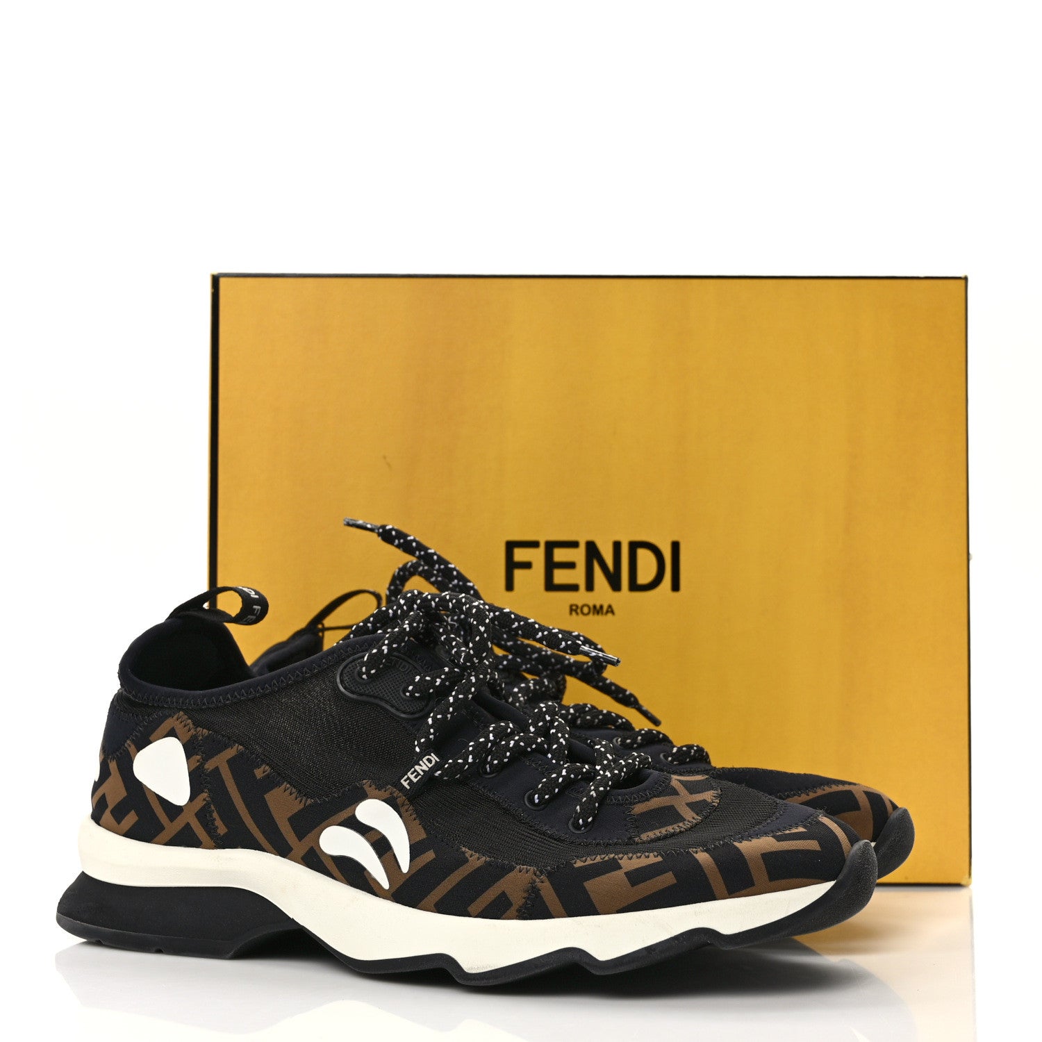 Fendi Technical Mesh Lycra FFreedom Patchwork Sneakers 39 Black Tobacco 8 of 8