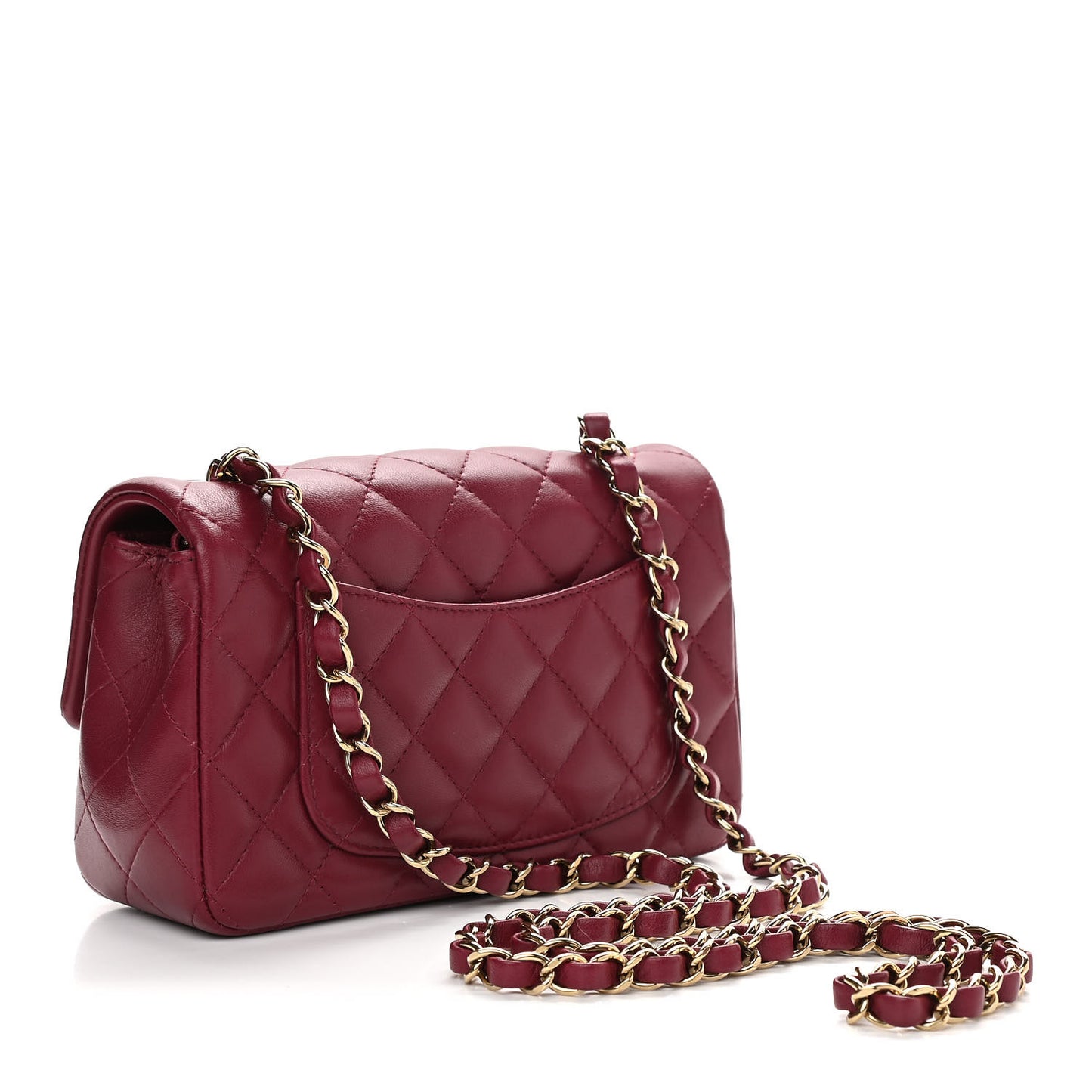 Lambskin Quilted Mini Rectangular Flap Burgundy