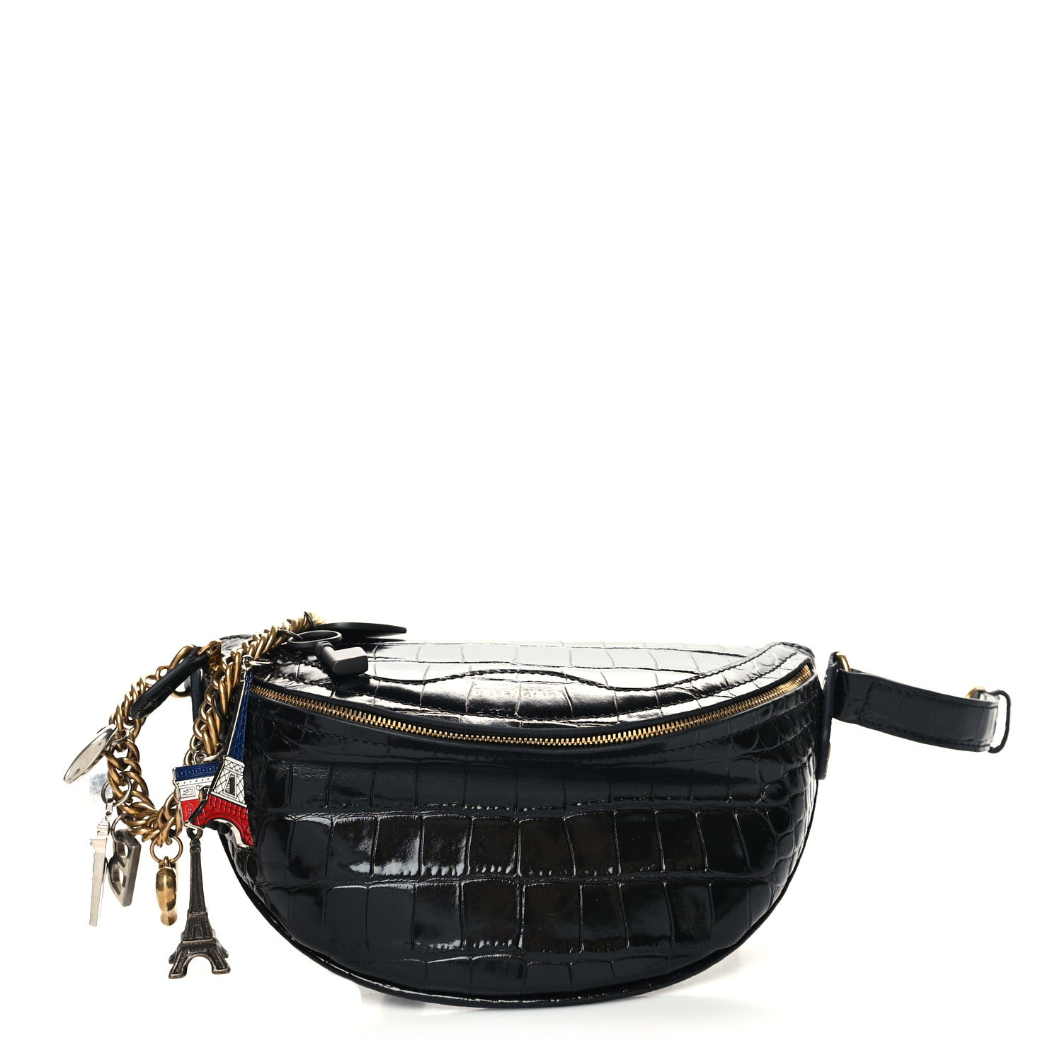 Balenciaga Calfskin Crocodile Embossed Souveniers Charms Belt Bag Black 1 of 10